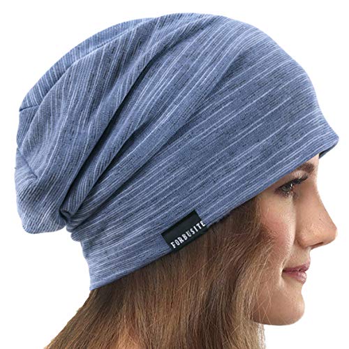 VECRY Damen Slouchy Mütze Dünne Sommer Schädelkappe Turban Sanft Schlafen Chemo Strickmützen (1 Bläulich) von VECRY