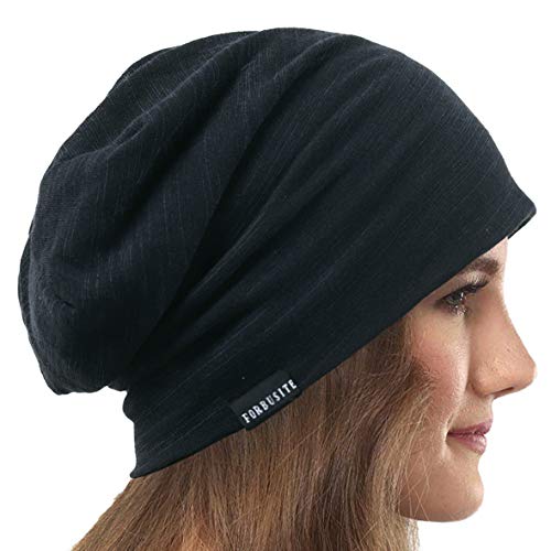 VECRY Damen Slouchy Mütze Dünne Sommer Schädelkappe Turban Sanft Schlafen Chemo Strickmützen (1 Schwarz) von VECRY