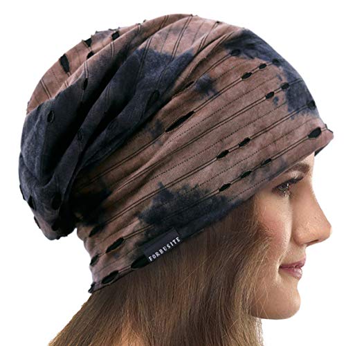 VECRY Damen Slouchy Mütze Dünne Sommer Schädelkappe Turban Sanft Schlafen Chemo Strickmützen (B Braun) von VECRY