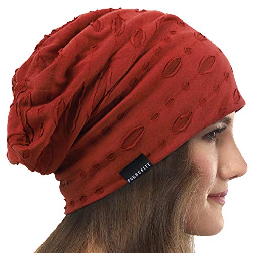 VECRY Damen Slouchy Mütze Dünne Sommer Schädelkappe Turban Sanft Schlafen Chemo Strickmützen (H Rost) von VECRY