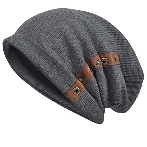 VECRY Herren Baumwolle Mütze Strickmützen Slouch Beanie Schädel Cap Winter Sommer Hüte (020-Grau) von VECRY