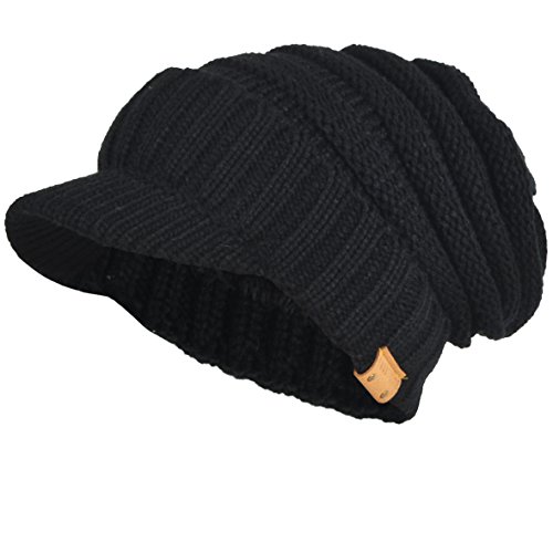 VECRY Herren Baumwolle Mütze Strickmützen Slouch Beanie Schädel Cap Winter Sommer Hüte (816-Schwarz) von VECRY