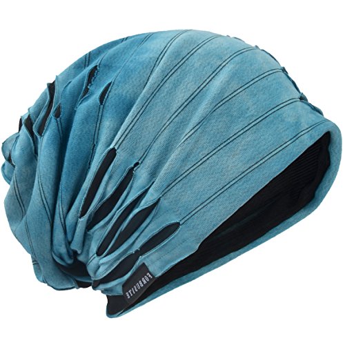 VECRY Herren Jersey Slouch Mütze Sommer Skullcap (A-Blau, Dünn Cool) von VECRY