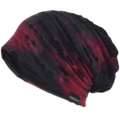VECRY Herren Jersey Slouch Mütze Sommer Skullcap (B-Rotwein, Dünn Cool) von VECRY