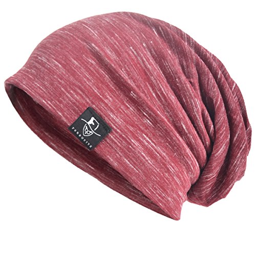 VECRY Herren Slouch Hollow Mütze Thin Sommer Cap Strickmützen Beanie Skullcap (Multi-Rot) von VECRY