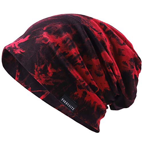 VECRY Herren Slouch Hollow Mütze Thin Sommer Cap Strickmützen Beanie Skullcap (Tinte-Rotwein) von VECRY