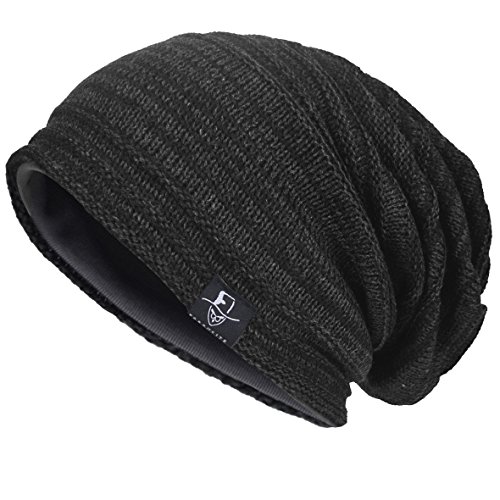 VECRY Herren Slouchy Stricken Übergroße Beanie Skull Caps Künstlerische Hüte (Grau) von VECRY