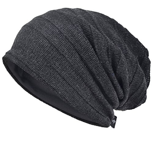 VECRY Herren Slouchy Stricken Übergroße Beanie Skull Caps Künstlerische Hüte (XZZ-Grau) von VECRY