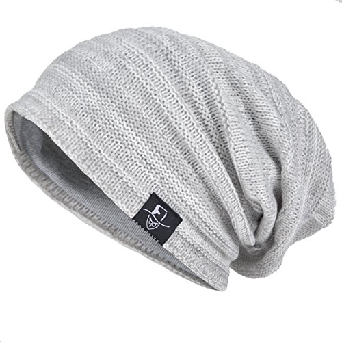 VECRY Herren Slouchy Stricken Übergroße Beanie Skull Caps Künstlerische Hüte (Blass) von VECRY