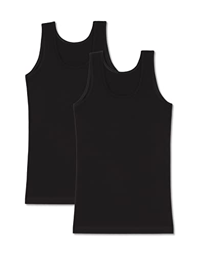 VEDATS 2er-Pack Damen Modal Unterhemd Tank Top Achselhemd Extralang (S, Schwarz) von VEDATS