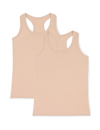 VEDATS 2er-Pack Damen Sportshirt Tank Top Racerback Unterhemd (L, Hautfarben) von VEDATS