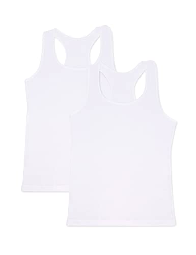 VEDATS 2er-Pack Damen Sportshirt Tank Top Racerback Unterhemd (M, Weiß) von VEDATS