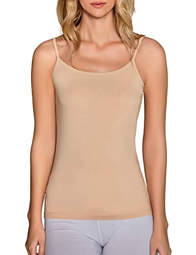 VEDATS 2er-Pack Damen Unterhemd Spaghettiträger Shirt Body Ärmellos (L, Hautfarben) von VEDATS