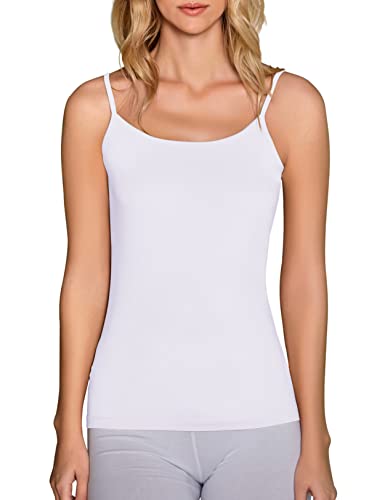 VEDATS 2er-Pack Damen Unterhemd Spaghettiträger Shirt Body Ärmellos (L, Weiß) von VEDATS