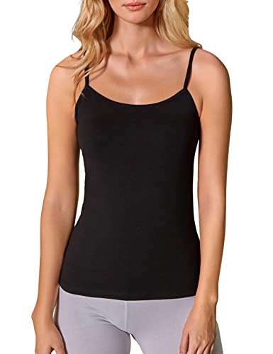 VEDATS 2er-Pack Damen Unterhemd Spaghettiträger Shirt Body Ärmellos (S, Schwarz) von VEDATS