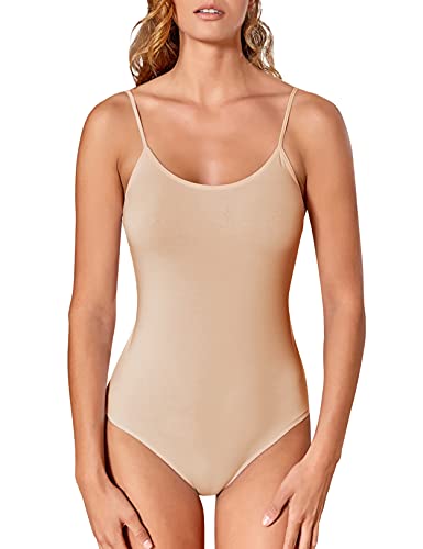 VEDATS Damen Body Spaghettiträger Top Unterhemd Bodysuit (L, Hautfarben) von VEDATS