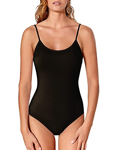 VEDATS Damen Body Spaghettiträger Top Unterhemd Bodysuit (M, Schwarz) von VEDATS