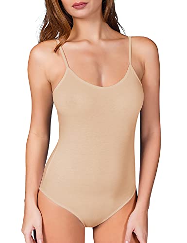 VEDATS Damen Modal Body Spaghettiträger Top Unterhemd Bodysuit (L, Hautfarben) von VEDATS