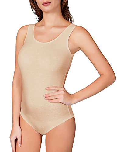 VEDATS Damen Modal Body Träger Top Unterhemd Achselhemd Bodysuit (XL, Hautfarben) von VEDATS