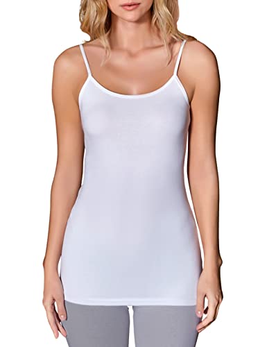 VEDATS Damen Modal Unterhemd Spaghettiträger Verstellbar Extralang (XL, Weiß) von VEDATS