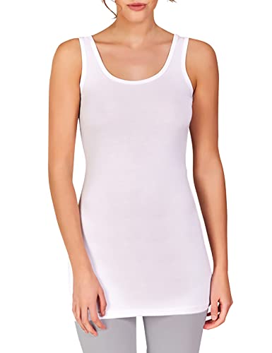 VEDATS Damen Modal Unterhemd Tank Top Achselhemd Extralang (L, Weiß) von VEDATS
