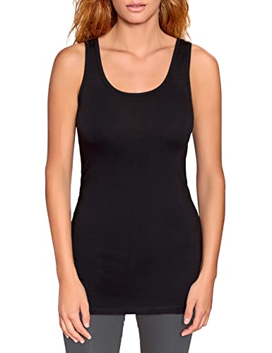 VEDATS Damen Modal Unterhemd Tank Top Achselhemd Extralang (S, Schwarz) von VEDATS