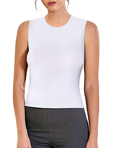 VEDATS Damen Unterhemd Vollachsel Tank Top Achselhemd Body (M, Weiß) von VEDATS