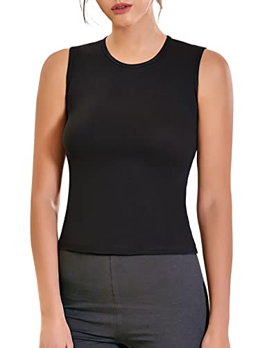 VEDATS Damen Unterhemd Vollachsel Tank Top Achselhemd Body (S, Schwarz) von VEDATS