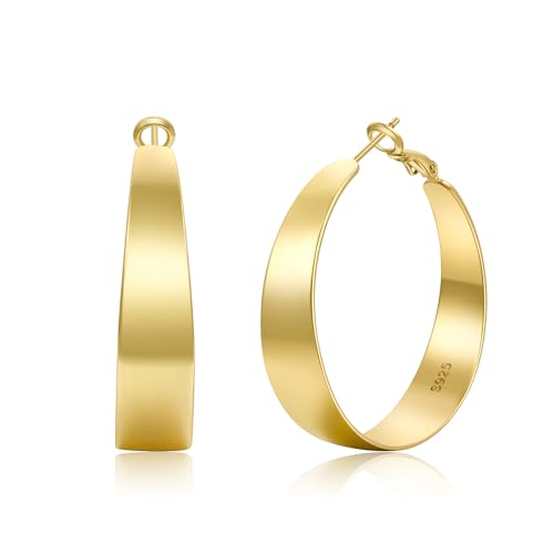 VEEDOFA 10mm Weite Chunky Gold Ohrringe für Frauen, Große Dicke 14K Echtgold Plated Creolen Ohrringe, Große Leichte Hypoallergene Creolen, Schmuck Geschenke für Frauen Nicht anlaufend von VEEDOFA