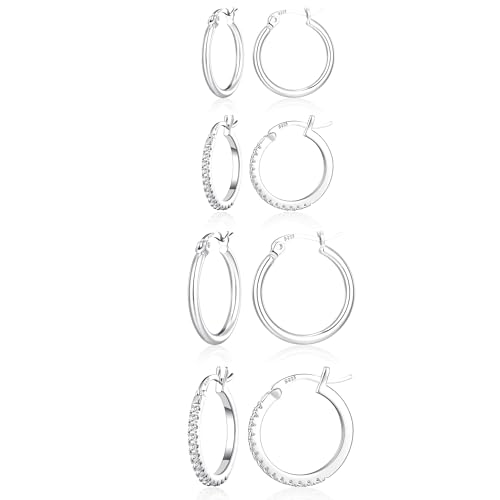 VEEDOFA Kleine Creolen für Frauen, Hypoallergen 14k Goldbeschichtete Creolen, Moderne Sterlingsilber-Posts Kleine Silberne Ohrringe von VEEDOFA