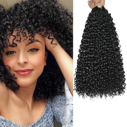 VEELTRAS 8 Packs Micro Kinky Curly Crochet Hair Pre Lopped Twist Curly Crochet Hair Synthetic Loose Wavy Hair Extensions for Women (1B, 12inch) von VEELTRAS