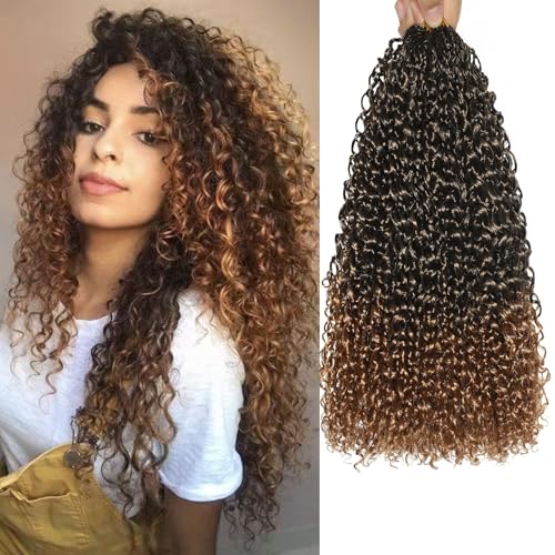 VEELTRAS 8 Packs Micro Kinky Curly Crochet Hair Pre Lopped Twist Curly Crochet Hair Synthetic Loose Wavy Hair Extensions for Women (T/30#, 16inch) von VEELTRAS