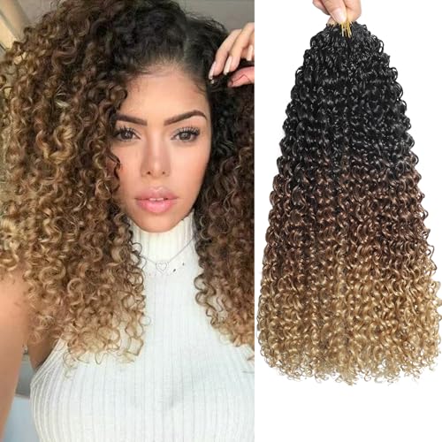VEELTRAS 8 Packs Micro Kinky Curly Crochet Hair Pre Lopped Twist Curly Crochet Hair Synthetic Loose Wavy Hair Extensions for Women (T1B/30/27, 12inch) von VEELTRAS