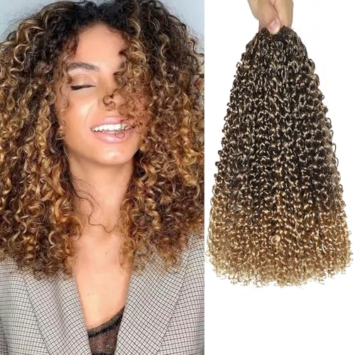 VEELTRAS 8 Packs Micro Kinky Curly Crochet Hair Pre Lopped Twist Curly Crochet Hair Synthetic Loose Wavy Hair Extensions for Women (T33/27, 12inch) von VEELTRAS