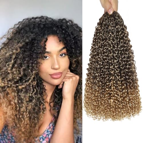 VEELTRAS 8 Packs Micro Kinky Curly Crochet Hair Pre Lopped Twist Curly Crochet Hair Synthetic Loose Wavy Hair Extensions for Women (T33/27, 16inch) von VEELTRAS
