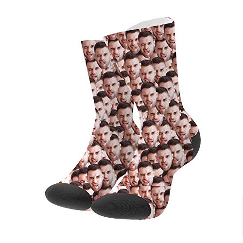 Lustige Socken mit Foto Gesicht Personalisiert Socken Unisex Erwachsene 32/36/41 Lässige Socken mit Ihr eignen Foto, bunten Farben und süße Herzen Funny Weihnachten Geschenk für Frauen Männer Freunde von VEELU