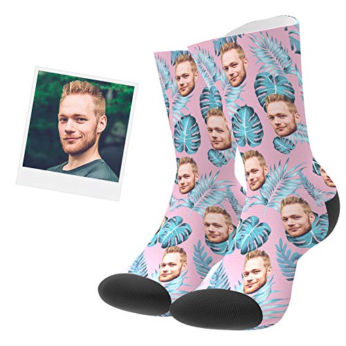 Lustige Socken mit Foto Gesicht Personalisiert Socken Unisex Erwachsene 32/36/41 Lässige Socken mit Ihr eignen Foto, bunten Farben und süße Herzen Funny Weihnachten Geschenk für Frauen Männer Freunde von VEELU