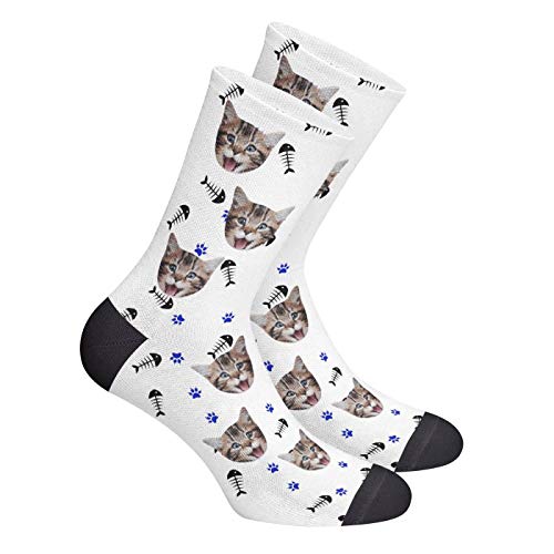 Personalisierte Foto Socken lustige lässige Socken Ich liebe meinen Hund/meine Katze Socken Lange, für Erwachsene Damen Herren Mädchen, Socken mit Foto, besonderes Geschenk für Frauen Männer Freunde von VEELU