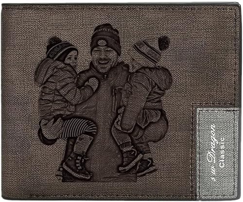 Personalisierte Geldbörse Herren aus Leder mit Foto Text Gravierte Geldbeutel Sich Selbst Gestalten Vatertag Valentinstag Geburtstag Geschenk für Vater Männer Freunde von VEELU