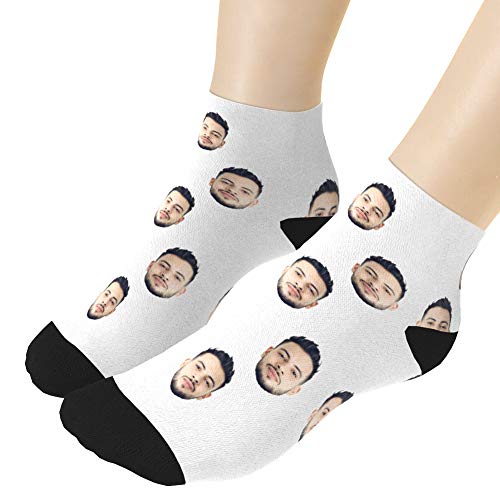 VEELU Personalisiert Gesicht Socken mit Foto Druck Unisex Lustige Socken mit Ihrer Gesicht Fußlänge 18cm 7.08 in. Besonderes Geschenk für Frauen Männer Freunde Familie Weiß von VEELU