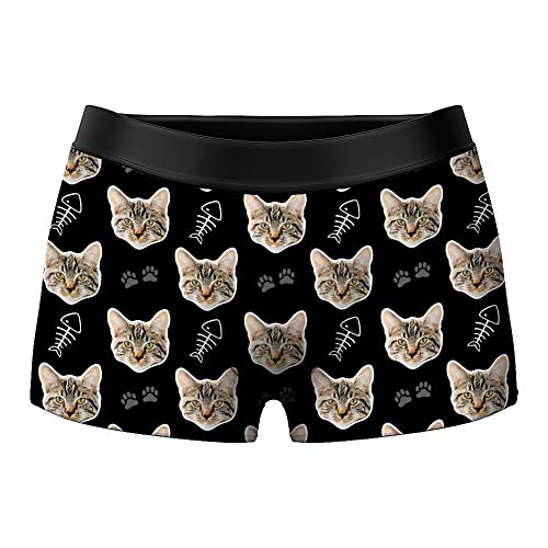 VEELU Personalisiert Herren Boxershorts Unterwäsche Unterhose mit Katze Bilder Foto Funny Gesicht, Multi-Farbe wählbar atmungsaktiv Boxer, Lustiges Geschenk für Men Männer Freund von VEELU