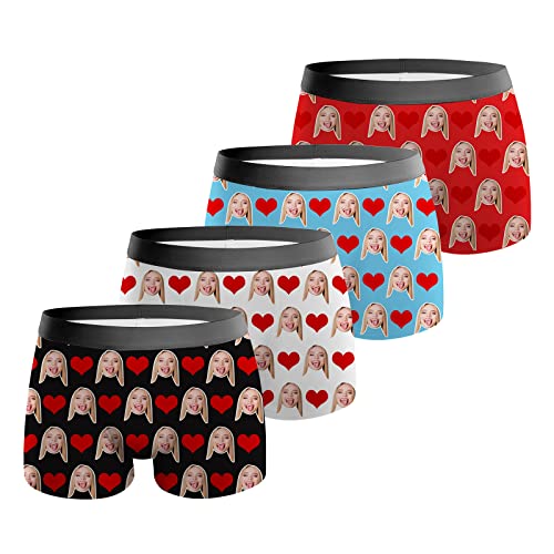 VEELU Personalisiert Unterhose Herren Boxershorts mit Gesicht Foto Bedrucken lustig Personalisierte Geschenke Männer Geschenk für Ehemann Weihnachten Valentinstag L von VEELU