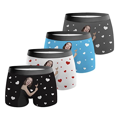 VEELU Personalisiert Unterhose Herren Boxershorts mit Gesicht Foto Bedrucken lustig Personalisierte Geschenke Männer Geschenk für Weihnachten Ehemann Valentinstag L von VEELU