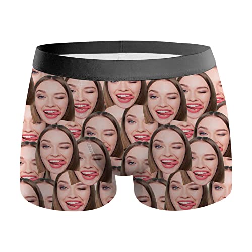 VEELU Personalisiert Unterhose Männer Boxershorts mit Gesicht Foto lustig Personalisierte Geschenke Herren Geschenk für Ehemann Weihnachten Valentinstag L von VEELU