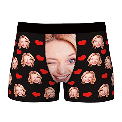 VEELU Personalisiert Unterhose Unterwäsche für Herren Unterhose Wäsche mit Bilder Foto Funny Gesicht Multi Farbe wählbar atmungsaktiv Boxershorts Lustiges Geschenk für Männer Freund Valentinstag von VEELU