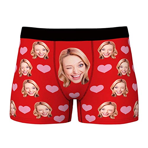 VEELU Personalisiert Unterhose Unterwäsche für Herren Unterhose Wäsche mit Bilder Foto Funny Gesicht Multi Farbe wählbar atmungsaktiv Boxershorts Lustiges Geschenk für Männer Freund Valentinstag von VEELU