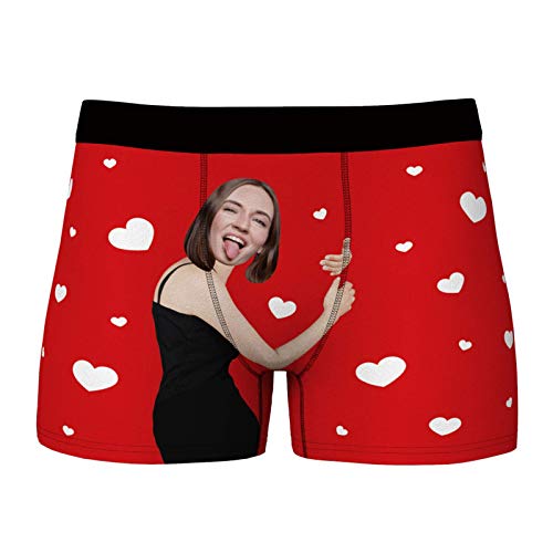 VEELU Personalisierte Boxershorts für Heeren mit Eigenem Foto Multi-Farbe wählbar Baumwolle Weich Bedrucken Männer-Unterhose Lustiges Geschenk für Men Männer Freund Valentinstag Geburtstag Weihnachten von VEELU