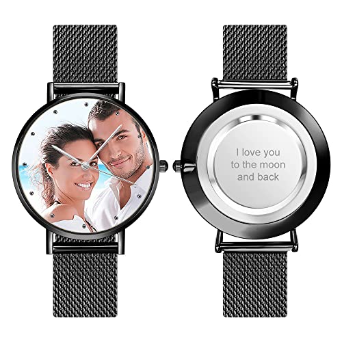 VEELU Personalisierte Foto Armbanduhr für Damen mit Gravur Text Uhr Metallarmband in Silber/Rosegold Geburtstagsgeschenk für Mutter Freundin Familie VEELU Personalisierte Foto Armbanduhr für Damen mit Gravur Text Uhr Metallarmband in Silber/Rosegold Geburtstagsgeschenk für Mutter Freundin Familie von VEELU