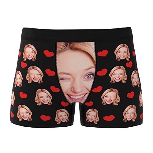 VEELU Personalisierte Herren Boxershorts Unterhosen mit Foto lustiges komisches Gesicht in vielen Farben xs-3xl Unterwäsche Geschenk für Freund Ehemann Valentinstag Geburtstag von VEELU