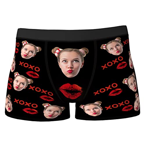 VEELU Personalisierte Herren Boxershorts Unterhosen mit Foto lustiges komisches Gesicht in vielen Farben xs-3xl Unterwäsche Geschenk für Freund Ehemann Valentinstag Geburtstag von VEELU